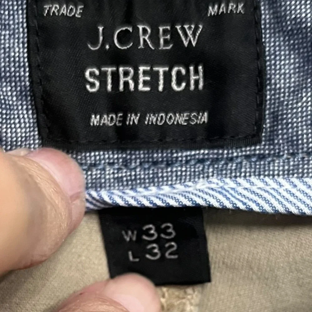 J. Crew 484‎ Slim Stretch Chino Pants Mens W33 L32 Khaki Tan Flat Front